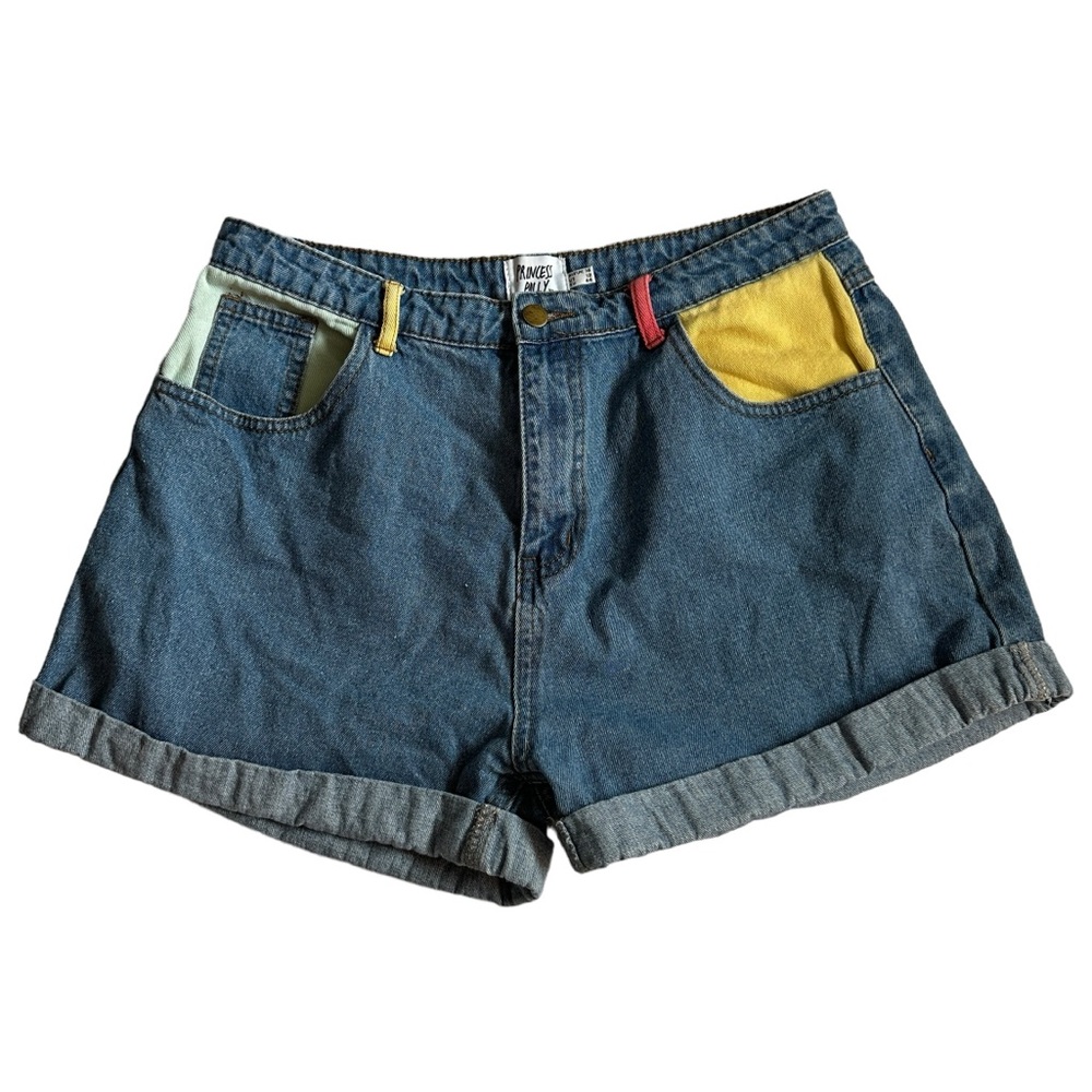 Princess Polly denim shorts, women’s size 12. Color block pockets